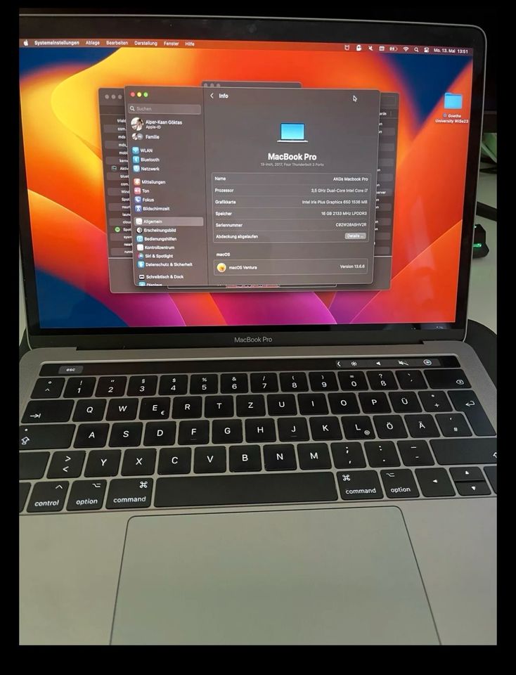 Apple MacBook Pro Retina TouchBar 13.3“ i7 3,5Ghz 512GB SSD 16GB in Wiesbaden