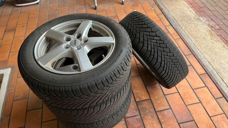 4x Winterreifen 205/55R16 auf Alu 6.5 x 16, ET 38 m Sensor RS3 in Plaidt