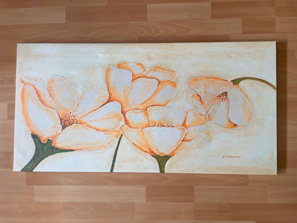 Bild „Blüten“ Leinwand auf Holzrahmen gespannt, Grundton Beige in Gelsenkirchen