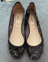 Valentino Gravani Made In Italy  Ballerina Schwarz  Blumen Gr. 36 West - Nied Vorschau