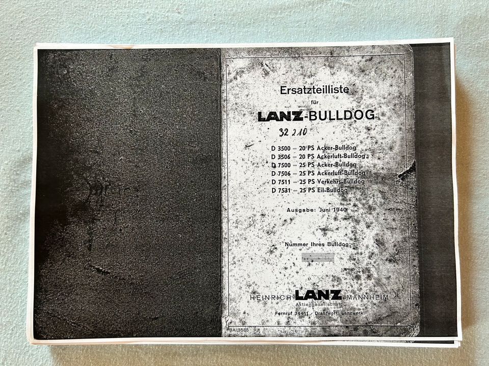 Lanz Bulldog 3506 7506 7511 7531 Ersatzteilliste Kopie in Neuwied