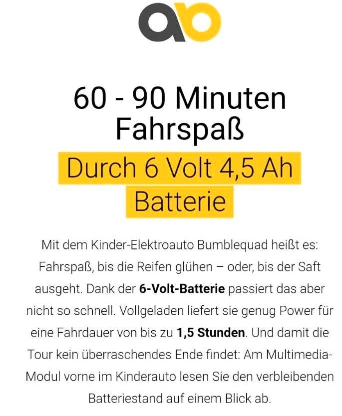 Kinder-Elektroquad Bumblequad, 18 Watt kaum benutzt in Hannover