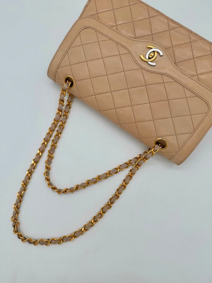 Chanel double Flap Bag beige, Zertifikat, Vintage, Tasche in Warendorf