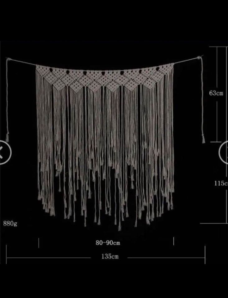 Makramee Wandbehang Wanddeko Studio Deko Vintage Hängedeko Tür in Delbrück