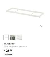SUCHE: Ikea Pax Komplement - 1x Kleiderstange, weiß, 100x35 cm Nordrhein-Westfalen - Solingen Vorschau