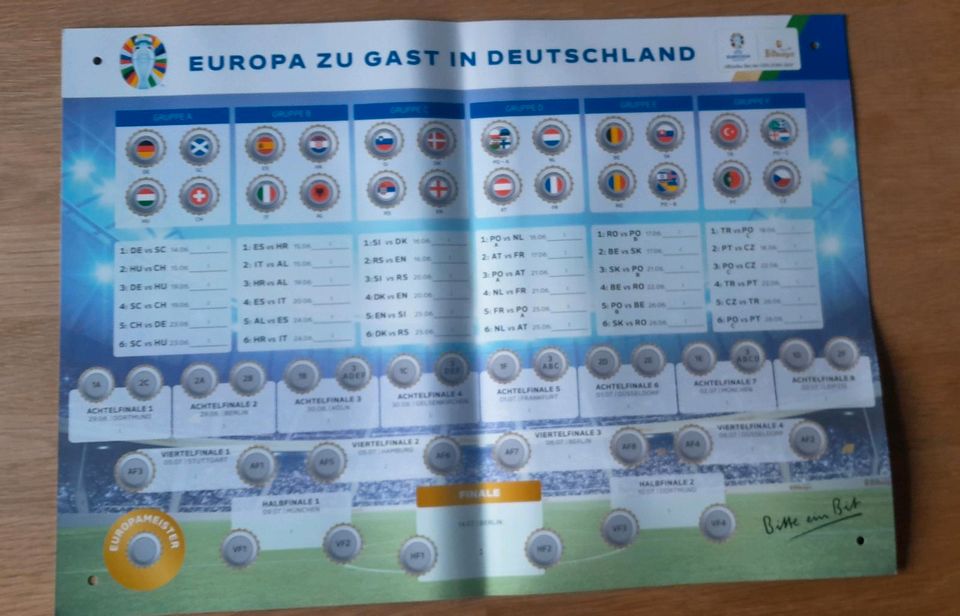 Bitburger EM Magnetspielplan Kronkorken in Dreis