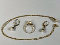 Schmuckset Perle Gold 585 333 Gelbgold 14 Kt Kette Ring Ohrringe Mecklenburg-Vorpommern - Boizenburg/Elbe Vorschau