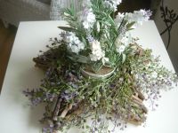 Deko Frühling Holzgesteck groß + Kunstblume + Lavendel Kunstranke Krummhörn - Greetsiel Vorschau