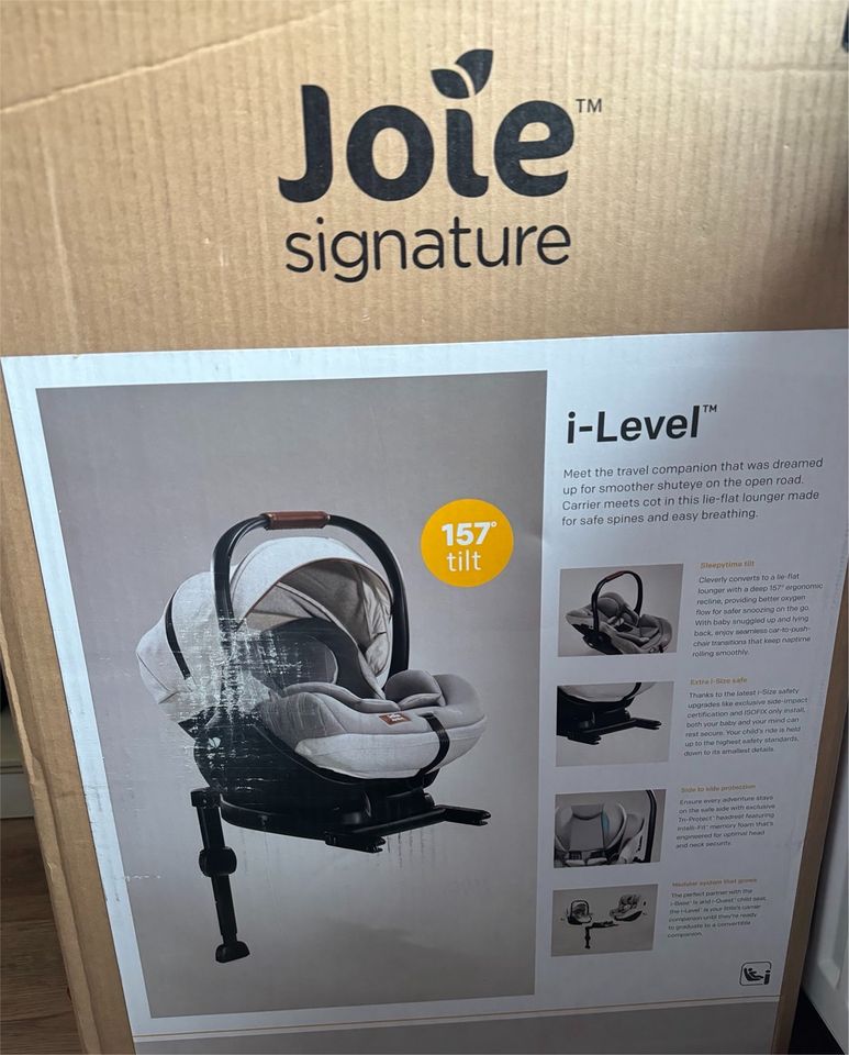 Babyschale Joie i-Level inkl. i-Base LX Oyster in Würselen