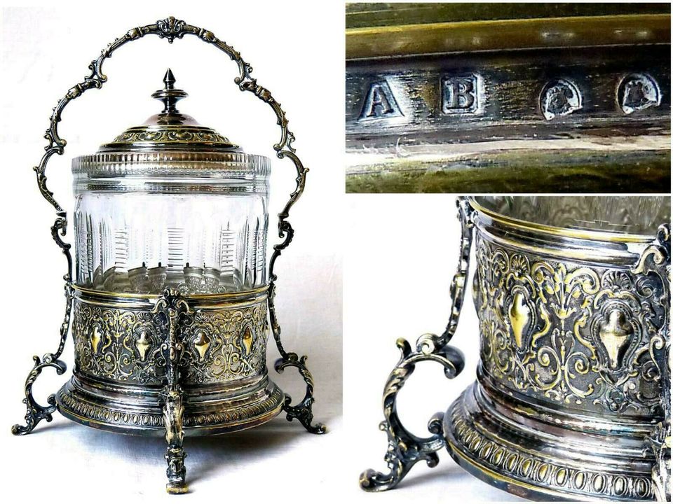 Gründerzeit Viktorianisch Pickel Castor Gurkenglas Deckeldose in Gommern