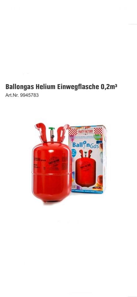 Ballongas Helium Einwegflasche 0,2m³, OBI Düren in Nordrhein-Westfalen -  Düren | eBay Kleinanzeigen ist jetzt Kleinanzeigen