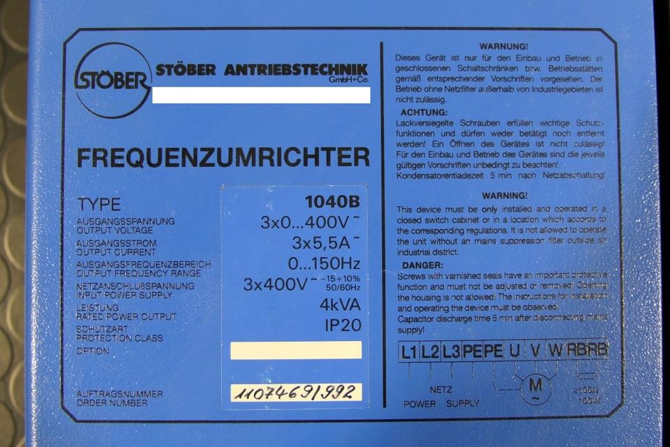Antriebstechnik Frequenzumrichter Stöber Typ 1040B 38986 in Dinslaken