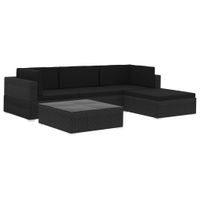 5-tlg. Garten-Lounge-Set mit Kissen Poly Rattan Schwarz Bayern - Bad Kissingen Vorschau