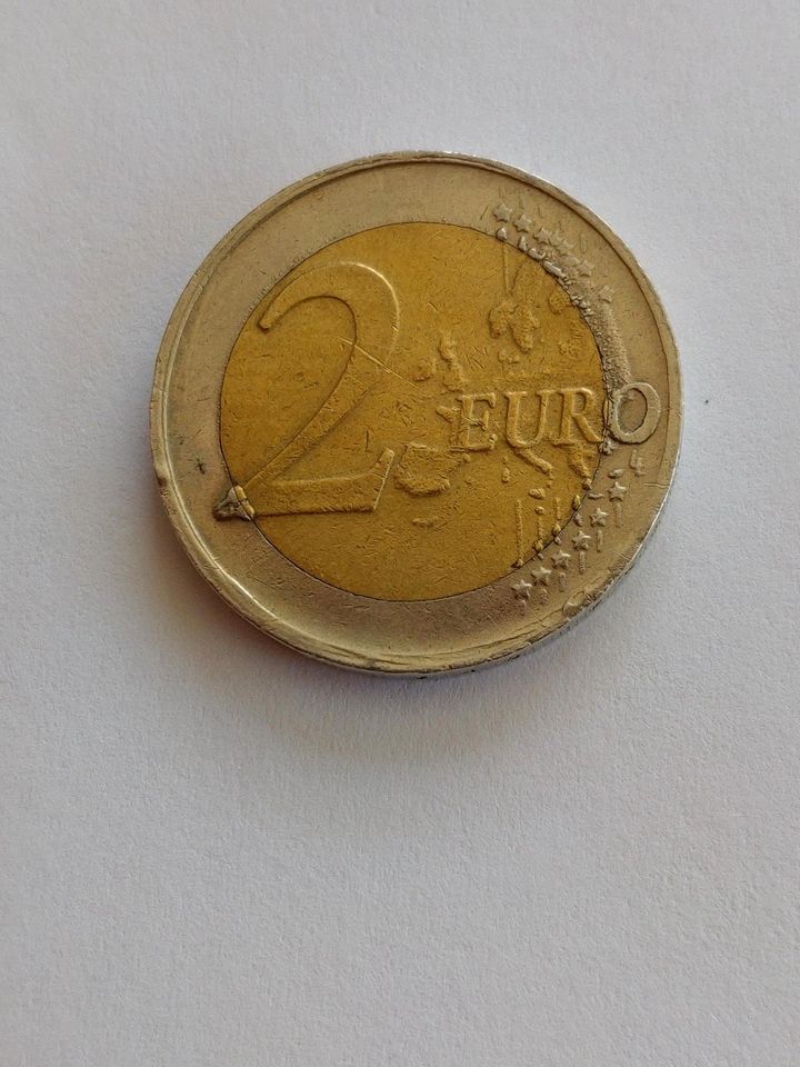 Verdreht, Zwei Euro Münze, Münze, Fehlprägung in Freital