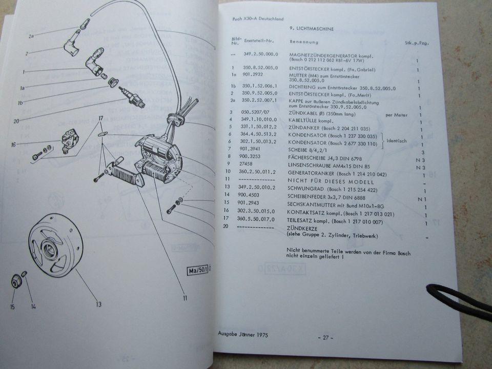 Puch,X 30, Ersatzteilkatalog,Reparaturbuch,Ersatzteilliste in Ettenheim