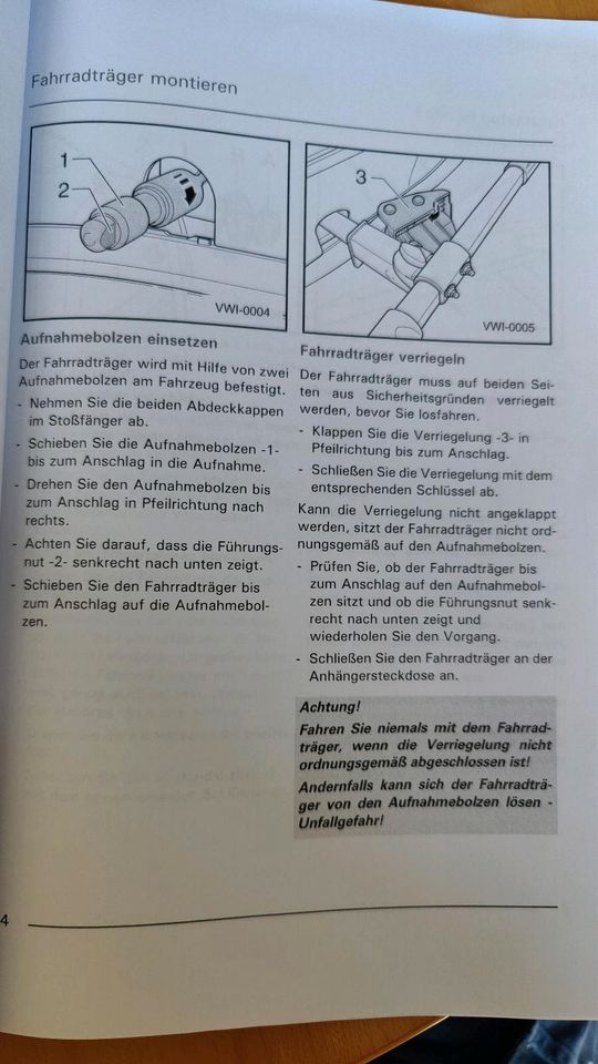 VW Passat Limousine /Passat Variant FAHRRADTRÄGER Typ 3C0.861.819 in Barmstedt