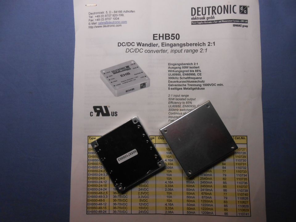 2 DEUTRONIC DC/DC Wandler EHB50-12-24 -  In 9-18V - Out 24V/2,08A in Meine