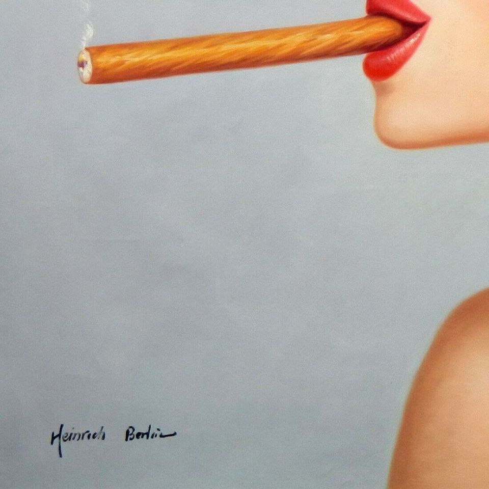 Modern Art - Frau mit Cohiba Zigarre m96909 120x120cm Ölgemälde in Berlin