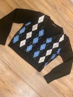 Süßer Pullover mit V Kragen Karo-Muster in schwarz blau weiß Bayern - Frensdorf Vorschau