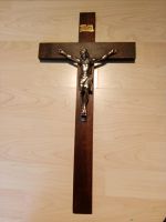 Altes Holzkreuz mit Jesus-Figur aus Messing ) Daun - Waldkönigen Vorschau