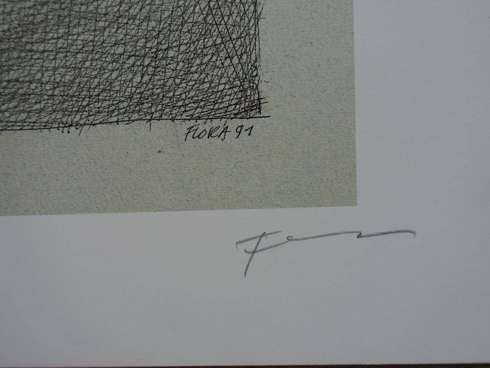 Radierung / Bild "Tango Notturno" Paul Flora / signiert 1991 in Düsseldorf