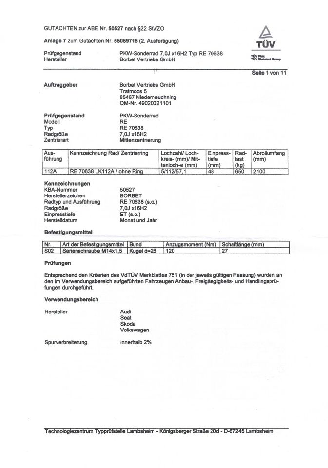 4x Alufelgen mit Sommerreifen VW (Audi, Seat, Skoda, Volkswagen) in Steinhöfel