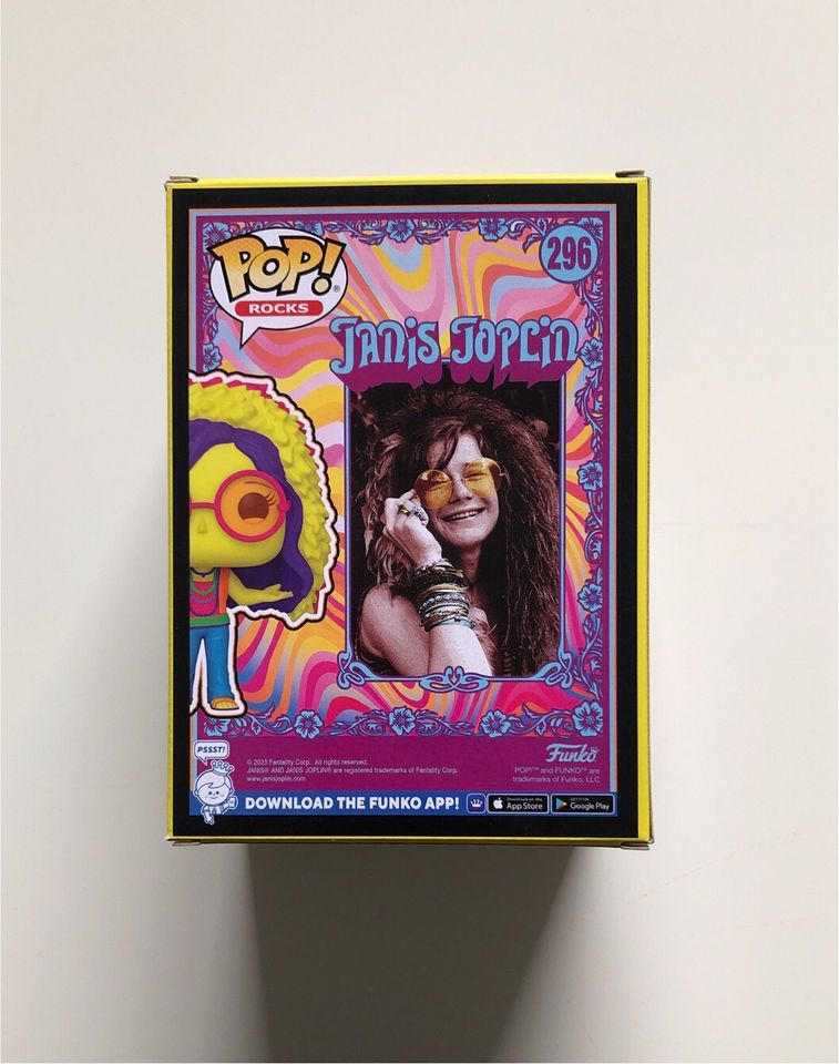 Funko Pop Janis Joplin #296 **Seltene Blacklight Edition** in Tarp