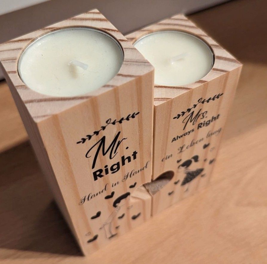 Teelicht aus Holz, Hochzeit Geschenk Kerze in Ismaning