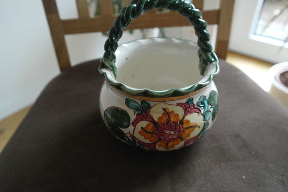 handgefertigt Keramikkorb Blumentopf Henkeltopf ital. 70er J. in Künzell