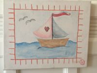 Aquarell Segelboot auf Leinwand 30x24 cm Kinderzimmer Keilrahmen Wandsbek - Hamburg Volksdorf Vorschau