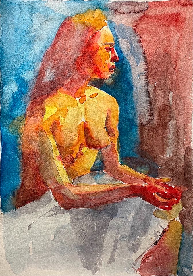 ORIGINAL UNIKAT Stillleben Nude Aquarell Gemälde in Berlin