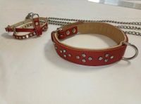 Hundehalsband, Leder mit Strass, mit Leine Bayern - Gröbenzell Vorschau