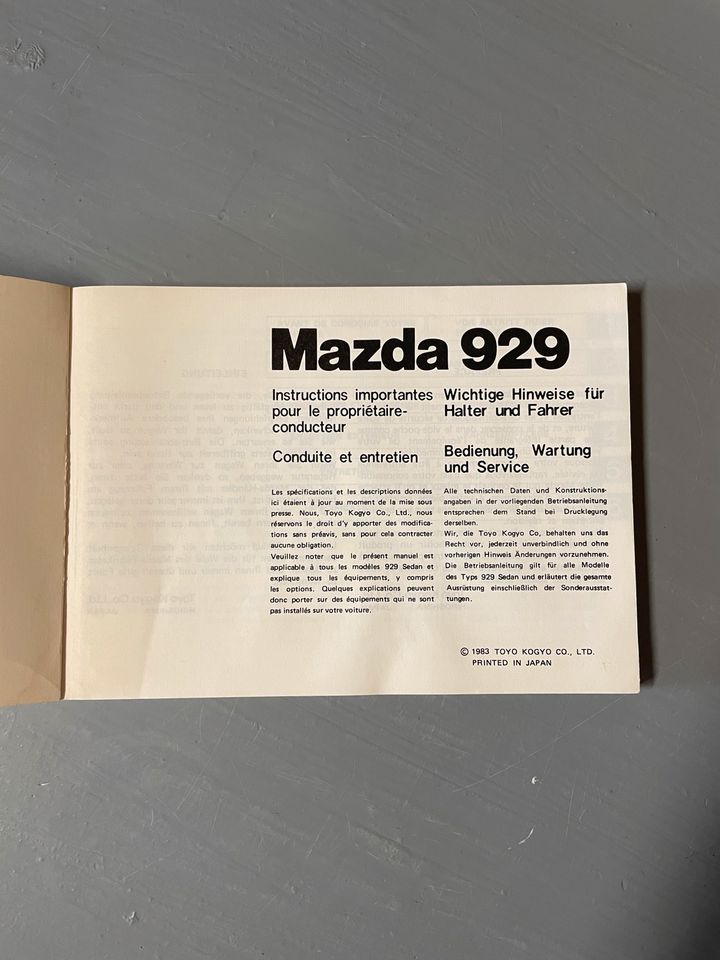 Mazda 929 Betriebsanleitung 1983 in Linsengericht