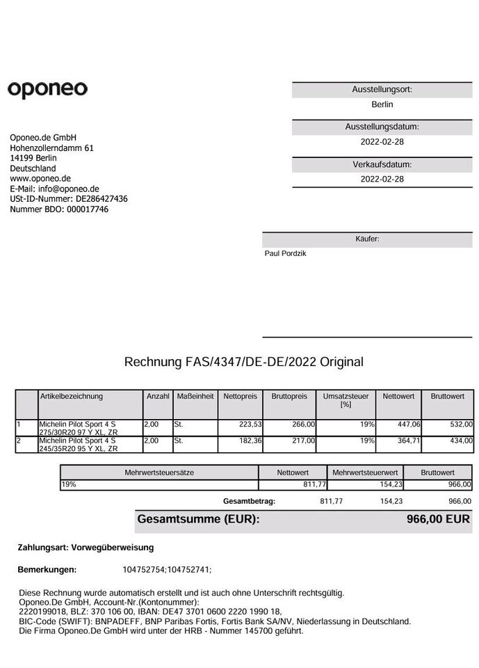 1 x Michelin Pilot Sport 4S 275/30 ZR 20 (97Y) DOT 5021 5-5.5mm in Alsbach-Hähnlein