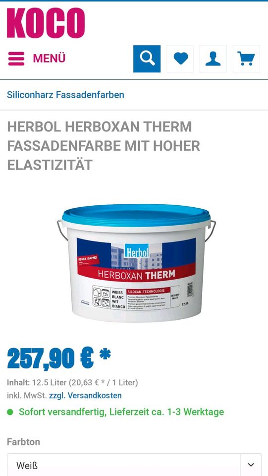 Herboxan Therm Fassadenfarbe 12,5 Liter in Berlin