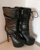 Plateau Stiefel High Heels Schnürstiefel schwarz 38 15cm Absatz Bayern - Ansbach Vorschau