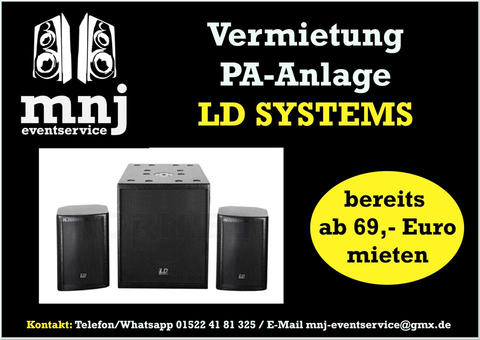 ☆☆ PA ANLAGE MIETEN Boxen leihen Lautsprecher Party Feier DJ in Bremen