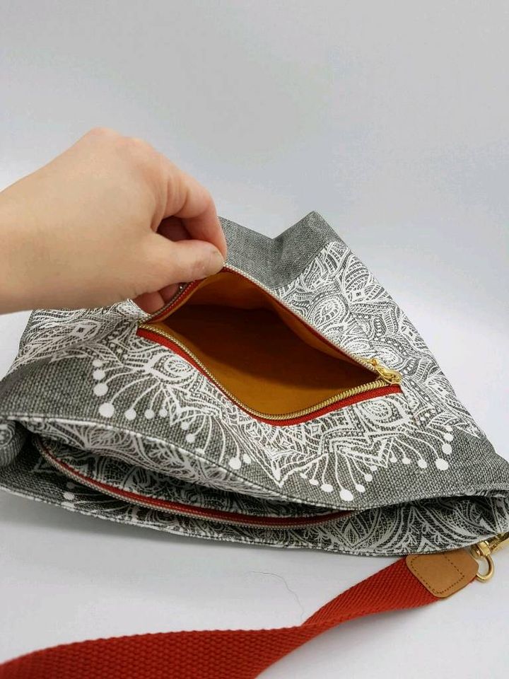 Schultertasche bio handmade neu Handtasche Mandala petrol grau in Pfronten