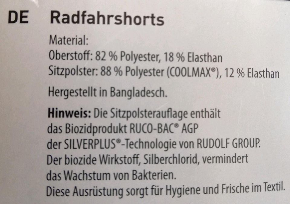 Radfahrshorts mit Sitzpolster, S, L, neu mit Schild, schwarz in Berlin