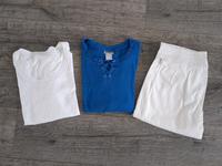 Shirt Top Langarm Hose Capri weiß blau Gr 36 38 S M Oberteil Set Rheinland-Pfalz - Gevenich Eifel Vorschau