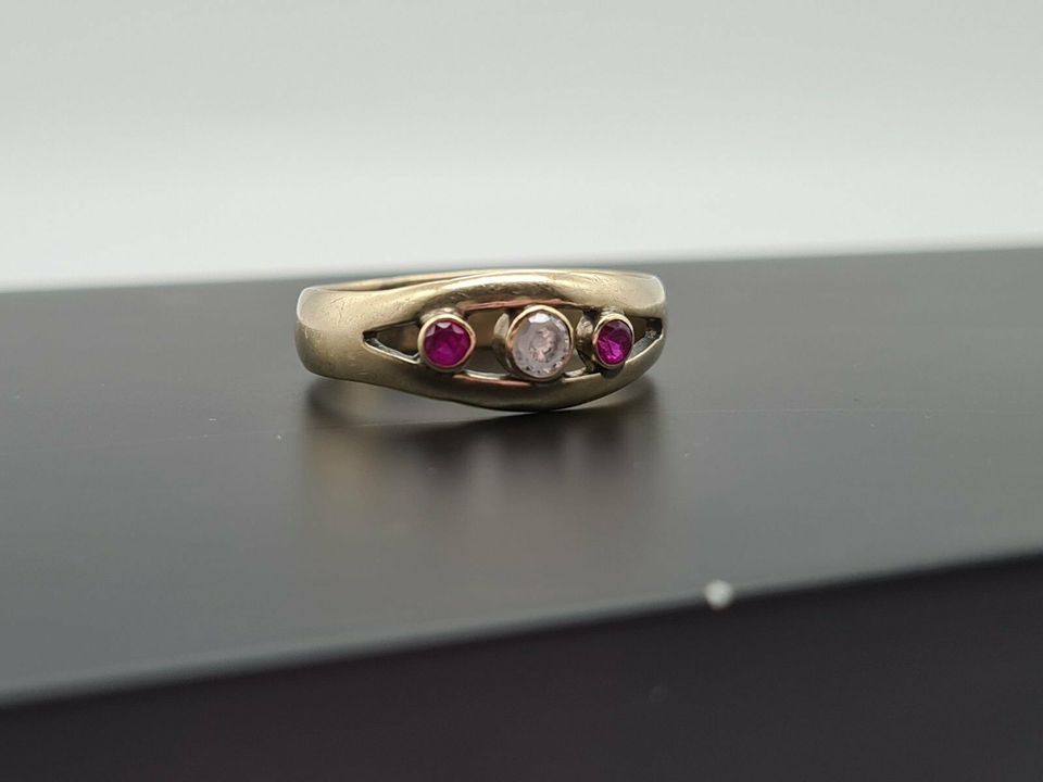 Goldring 585 Gold 14 Karat Ring mit zwei Rubinen in Neumünster