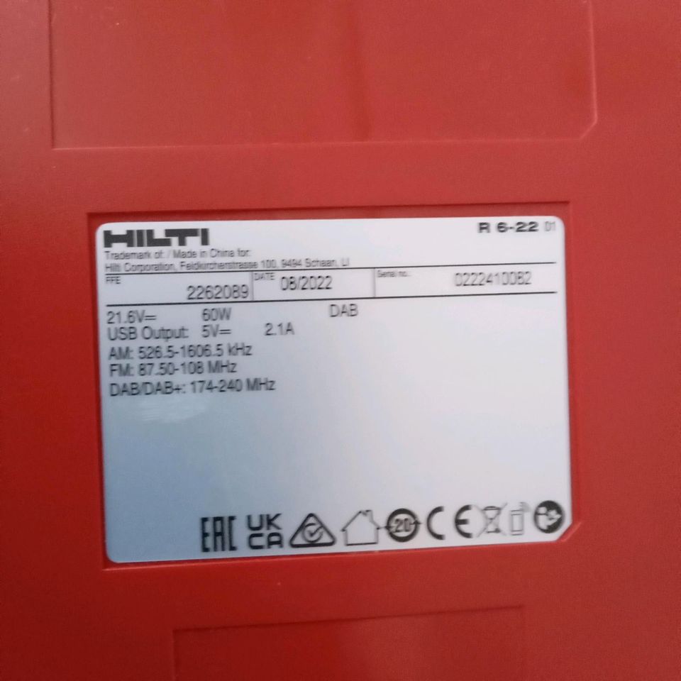 HILTI NURON R 6-22 DAB Akku-Baustellenradio NEU!!!!!! in Voerde (Niederrhein)