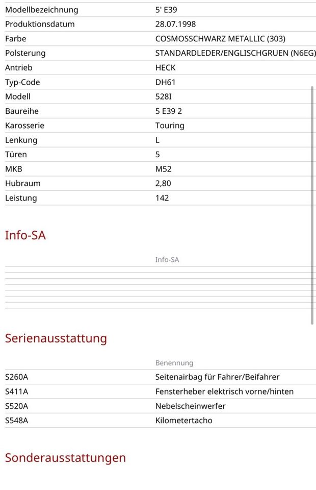 BMW E39 Touring 528iA Schlachtfest Teile 303/9 M52B28 142 kW ✅ in Bottrop