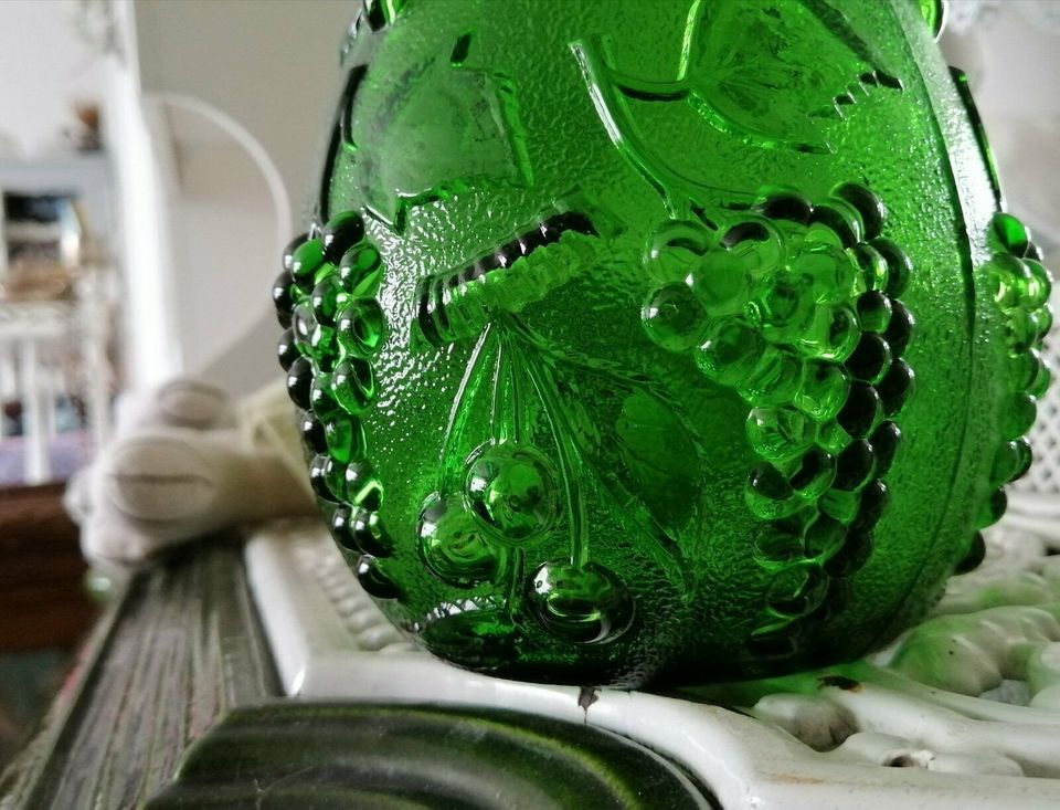 39cm antike Flasche Glas grün alt retro vintage Kirschen Trauben in Düsseldorf