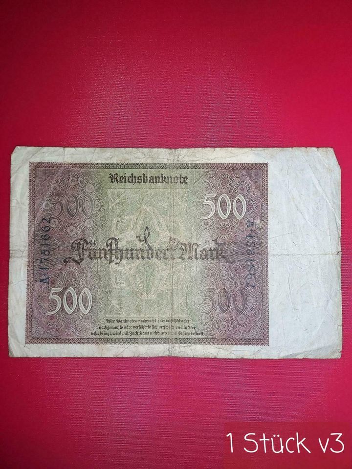 Reichsbanknoten Reichsmark Geldscheine Inflation 1 Wk in Malliß