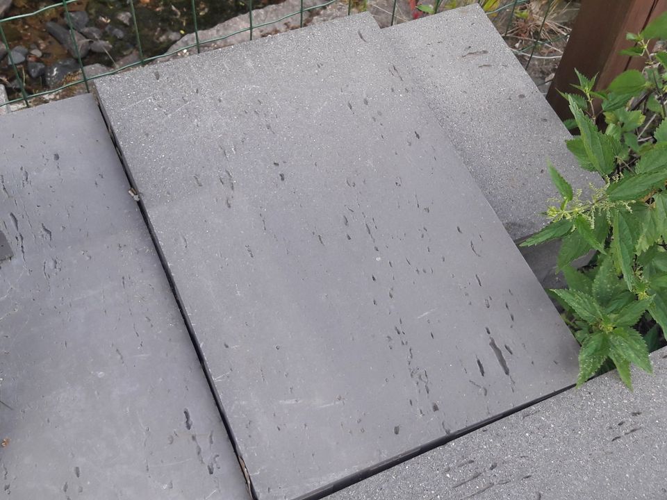 Terrassenplatten Mauerabdeckung anthrazit Gussbeton in Kreischa