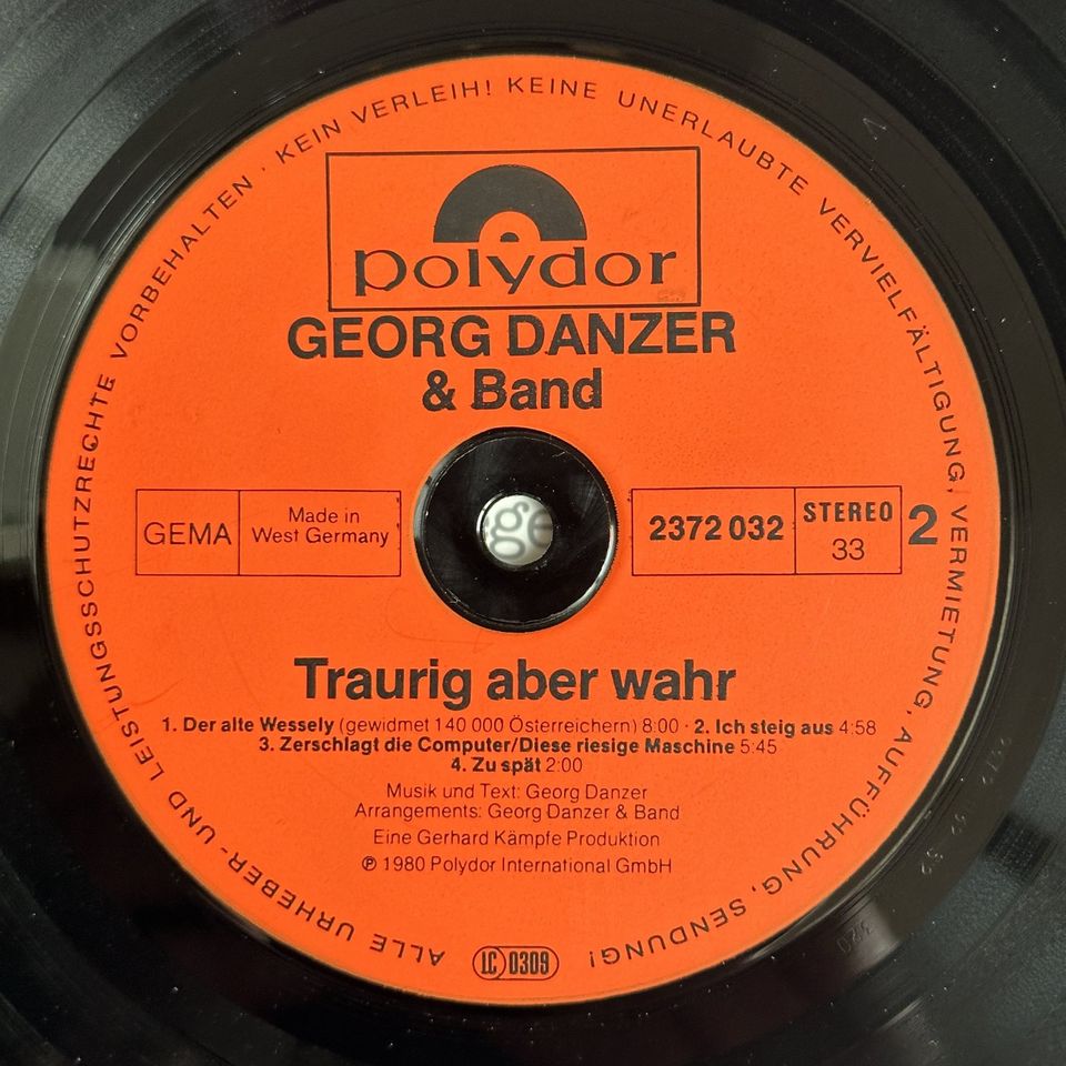 LP – GEORG DANZER – TRAURIG ABER WAHR in Hamburg