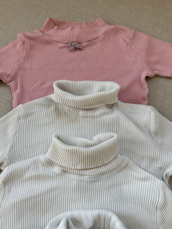 Zara Rollkragen Rollkragenpullover Shirt weiss rosa 128 Rolli in Kösching