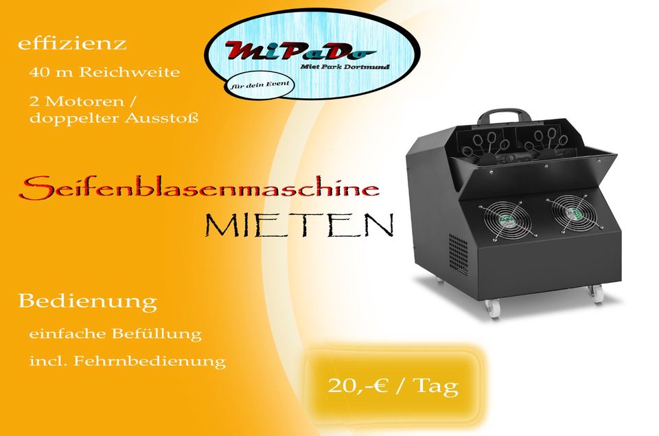 Seifenblasenmaschine ; Seifenblasen Mieten ~ Mipado ALL INCLUSIVE in Dortmund