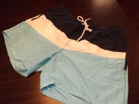 Badehose Badeshorts C&A blau türkis weiß Blockstreifen Herren XL Hessen - Florstadt Vorschau